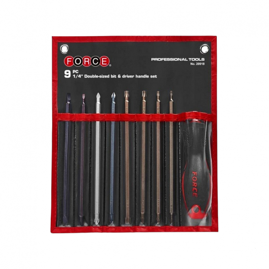 Μύτες 1/4 διπλής όψης σετ 9 τεμάχια FORCE 20918 Μύτες 1/4 διπλής όψης σετ 9 τεμάχια FORCE 20918